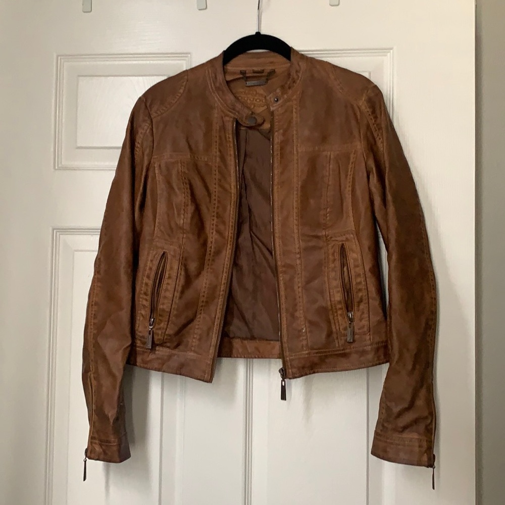 Brown faux leather jacket!